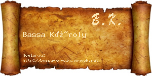 Bassa Károly névjegykártya